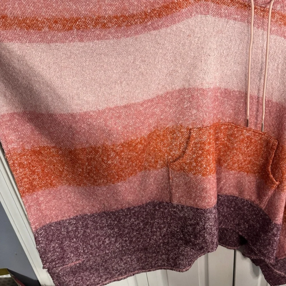 Time & Tru alpine pink striped hooded poncho size 2XL - Picture 2 of 2
